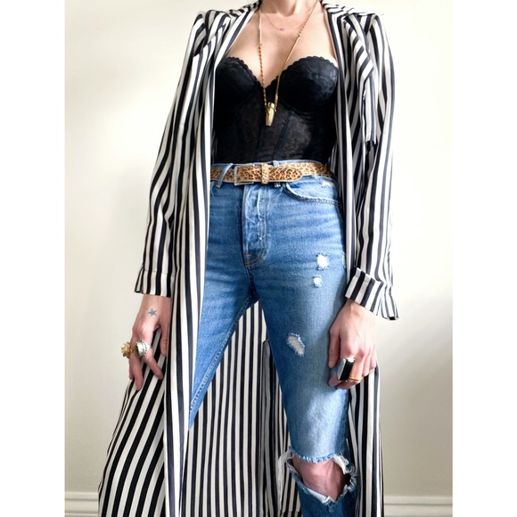 NWOT RtA Karina Striped Silk Trench - Picture 8 of 11